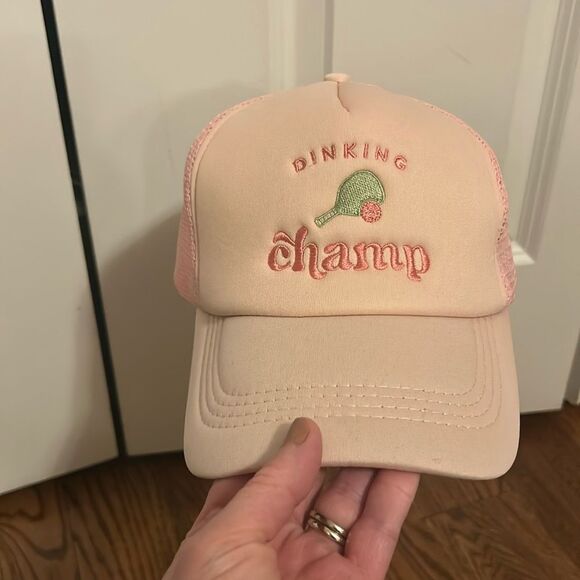 DINKING CHAMP PINK TRUCKER HAT - Picture 1 of 5